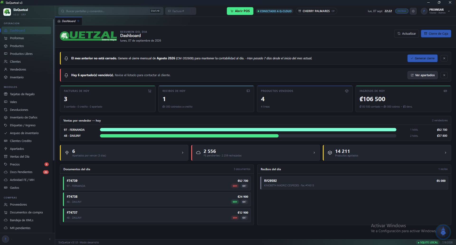 Dashboard de SisQuetzal v3